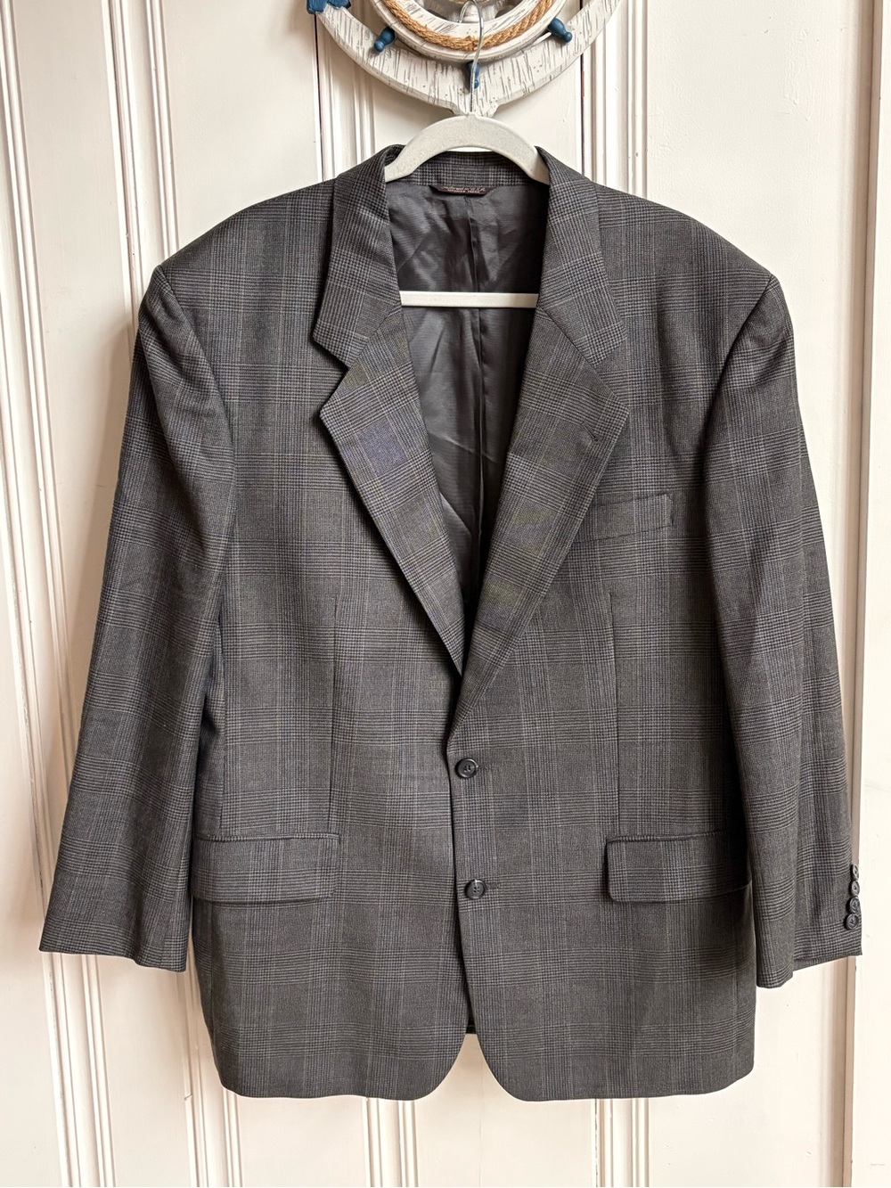 Hugo Boss Gray Windowpane Two-Button Blazer 42R